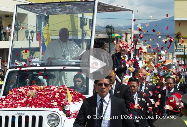 Visita pastoral del Papa Francisco a Ecuador. Parte 1